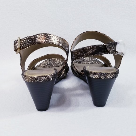 Anne Klein Sarry Wedge Snake Print Sandal - New - Picture 7 of 10